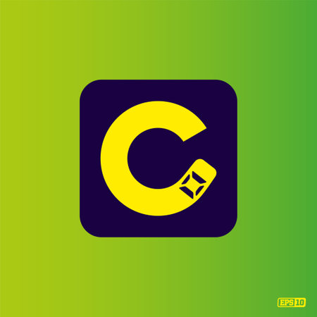 Modern professional logo monograma C in green and yellow theme.のイラスト素材