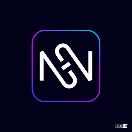 Modern professional logo monograma N in black background.のイラスト素材