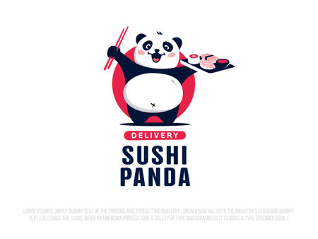 Modern professional logo in the culinary industry, with a picture of a Panda.のイラスト素材