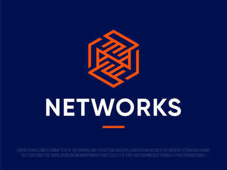 Modern professional logo monogram N in a hexagon.のイラスト素材