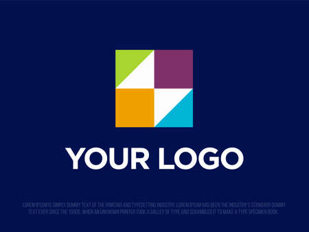 Modern professional logo with a square with a zipper inside.のイラスト素材