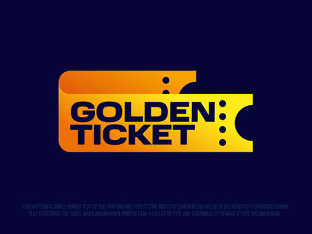 Modern professional logo emblem with the image of a ticket, with the inscription Golden ticket.のイラスト素材