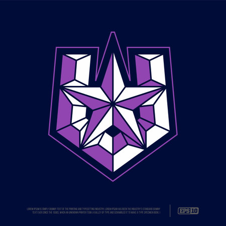 Modern professional letter emblem for extreme games with the image of the letter V with a starのイラスト素材