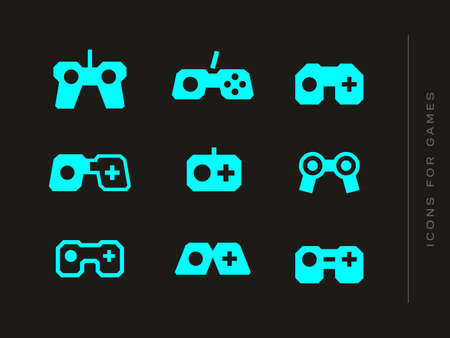 A modern, professional set of icons with the image of a gamepad.のイラスト素材