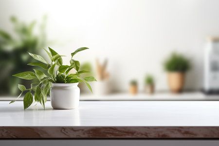 Home garden plants spread out on counter at home and space for text. Generative AIの素材