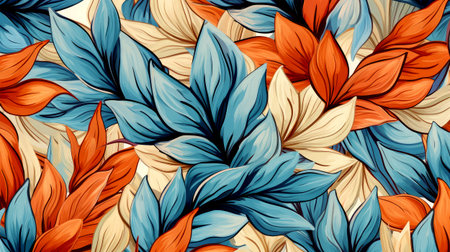 Seamless floral pattern with tropical leaves. Vector illustration in vintage styleの素材