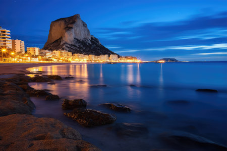 Night view of Sorrento beach, Campania, Italy.の素材