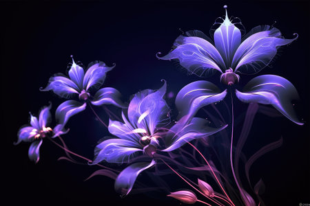 Beautiful purple flowers on a dark background. Vector illustration for your designの素材
