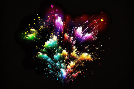 Colorful fireworks isolated on black background. Vector illustration. Eps 10の素材