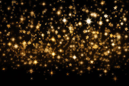 golden stars on a black background, christmas background, abstractの素材