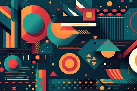 Abstract background with geometric elements and memphis style. Vector illustration.の素材