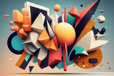 3d colorful abstract geometric composition, low poly style, vector illustrationの素材