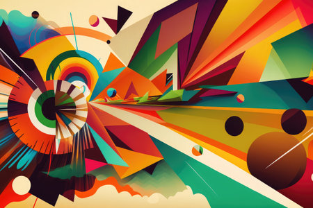 Abstract colorful background with geometric elements. Vector illustration for your design.の素材