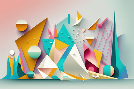 Abstract geometric background with 3d paper cut shapes. Futuristic vector illustration.の素材