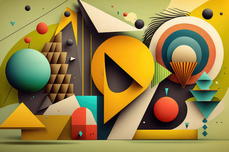 Abstract geometric background with 3d paper cut shapes. Vector illustration.の素材