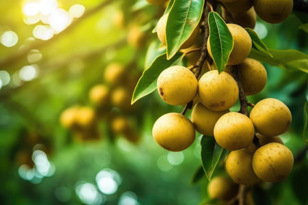 Wollongong fruit on tree in the garden, Thailand.の素材