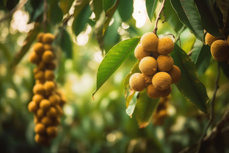 Longan fruit on tree in the orchard,Thailand.の素材