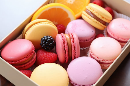 colorful macarons on backgroundの素材