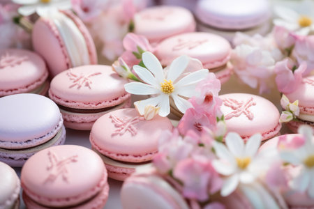 colorful macarons on backgroundの素材