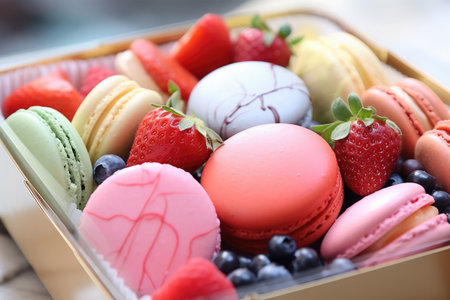 colorful macarons on backgroundの素材