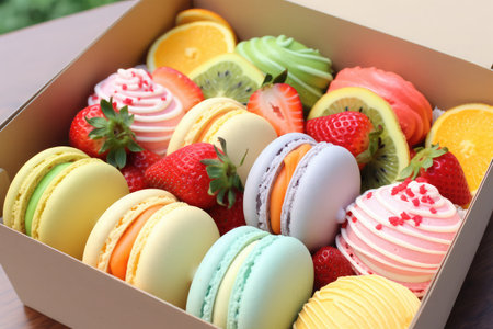 colorful macarons on backgroundの素材