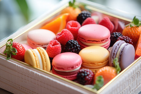 colorful macarons on backgroundの素材