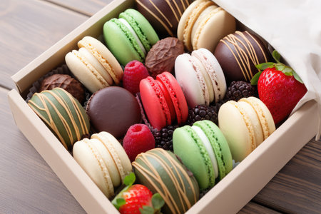 colorful macarons on backgroundの素材