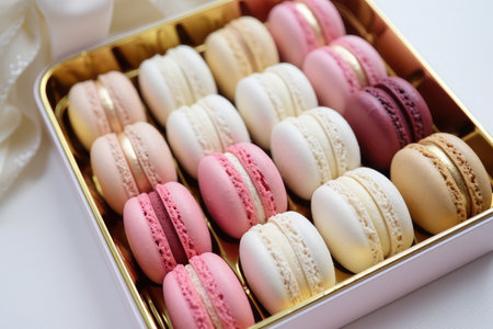 colorful macarons on backgroundの素材