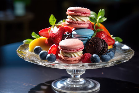 colorful macarons on backgroundの素材