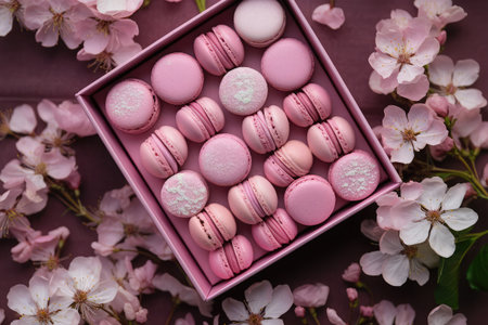 colorful macarons on backgroundの素材