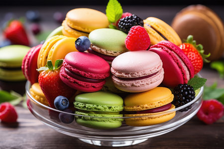 colorful macarons on backgroundの素材