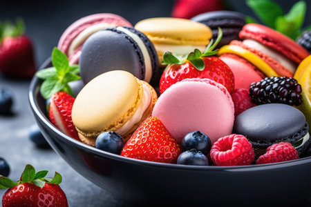 colorful macarons on backgroundの素材