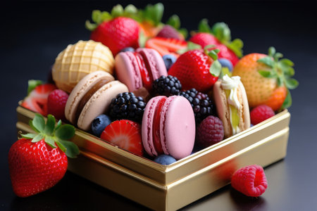 colorful macarons on backgroundの素材