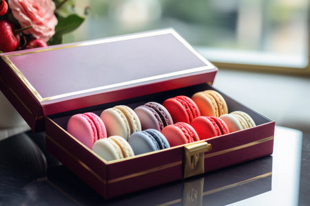 colorful macarons on backgroundの素材