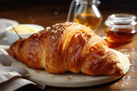 croissant on table backgroundの素材