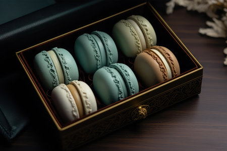 colorful macarons on backgroundの素材