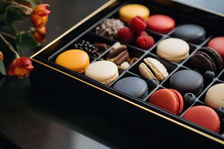 Macaroons in a box. Macaroon in a boxの素材