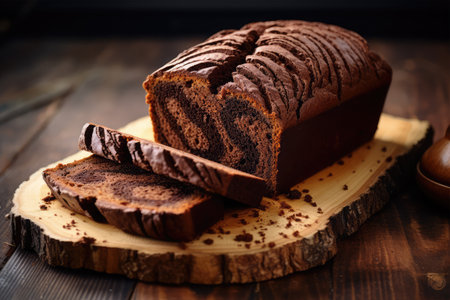chocolate cake on a wooden background. tinting. selective focusの素材