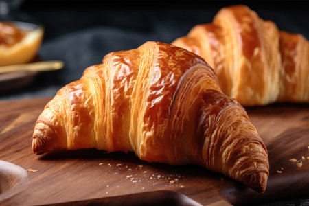 croissant on table backgroundの素材