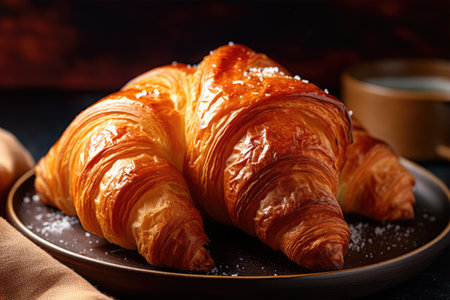 croissant on table backgroundの素材