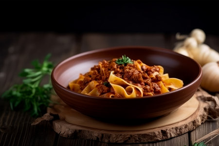homemade dish of Tagliatelle al ragu alla Bologneseの素材