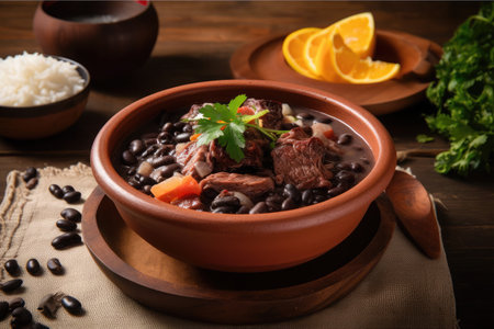 homemade dish of  black bean stewの素材