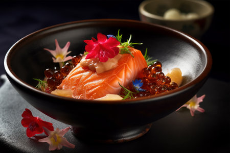 Salmon Sashimi - Japanese Sashimi with caviarの素材
