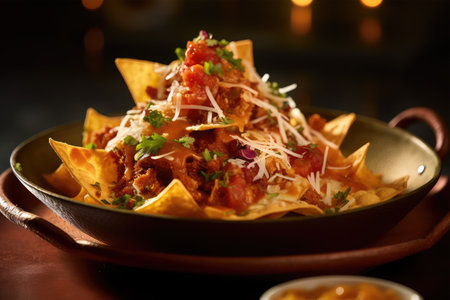 Mexican nachos with tortilla chips and guacamoleの素材