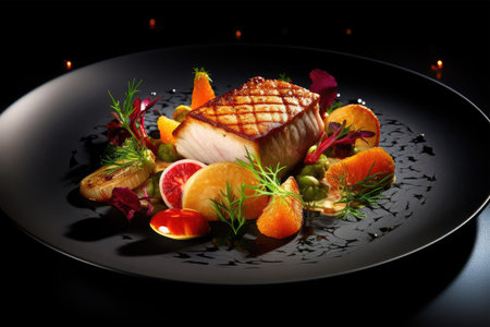 snow fish steak in dishの素材