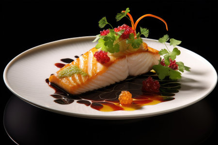 snow fish steak in dishの素材