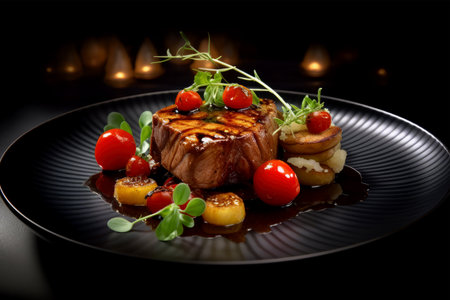 pork steak in luxury dishの素材