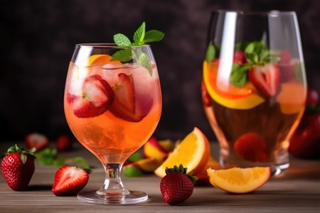 spring and summer drink with fruitsの素材