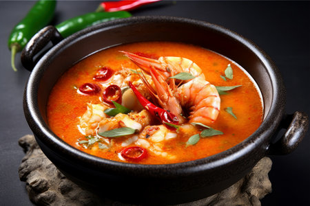 spicy prawn soup in bowlの素材