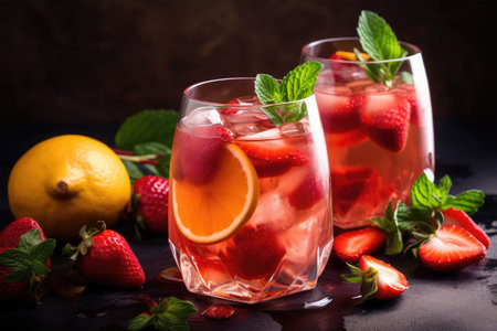 spring and summer drink with fruitsの素材